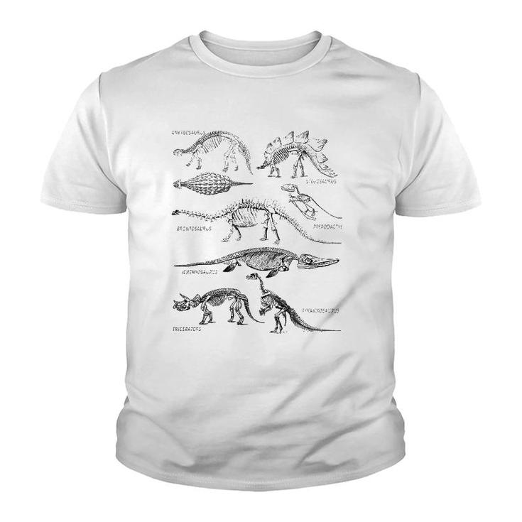 Dinosaur Skeleton Clothing Dino Vintage Paleontology Alt Art Youth T-shirt