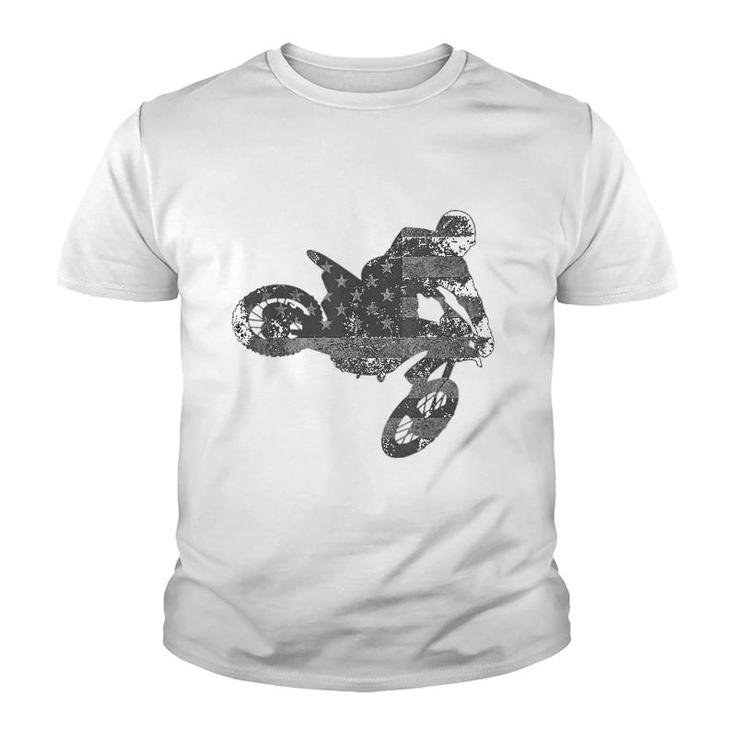 Dirt Bike American Flag Motocross Youth T-shirt