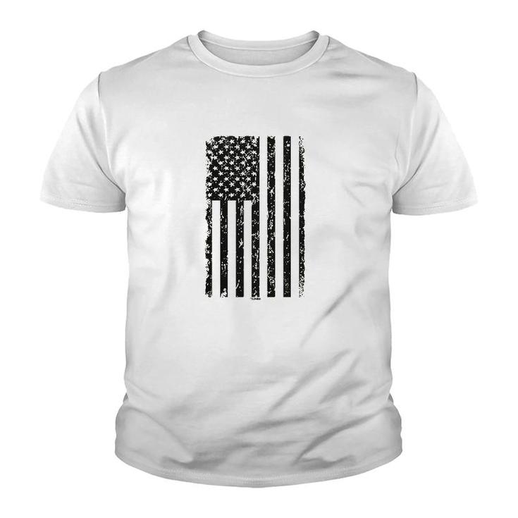 Distressed Black Usa Flag Youth T-shirt