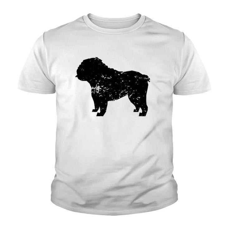 Distressed English Bulldog Silhouette Dog Owner  Youth T-shirt