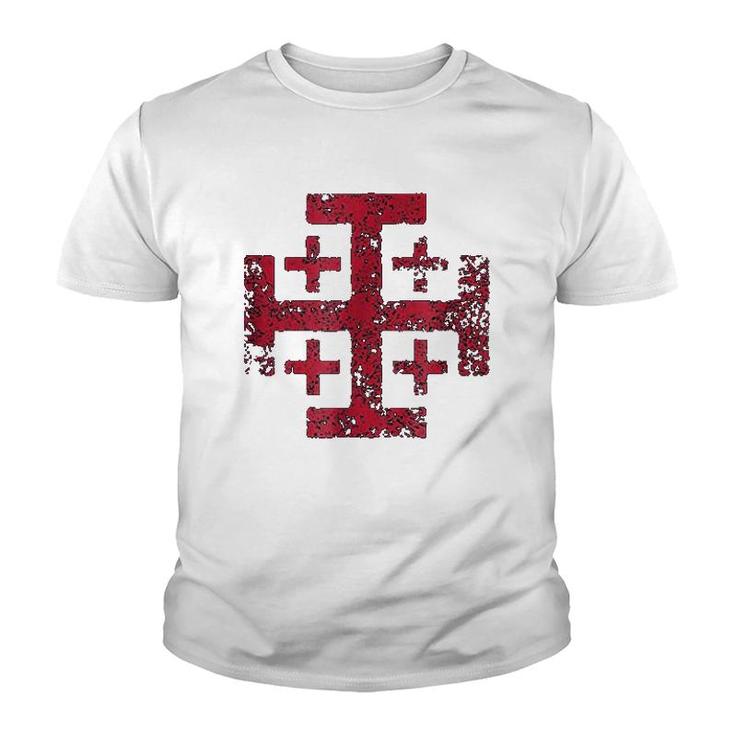 Distressed Jerusalem Cross Youth T-shirt