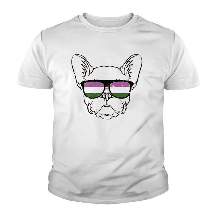 Dog Sunglasses Gender-Queer Pride Puppy Lover Lgbt-Q Ally Youth T-shirt