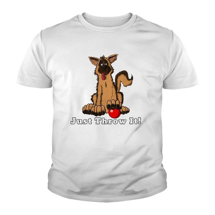 Dog With Red Ball Just Throw It For Dog Lovers Youth T-shirt