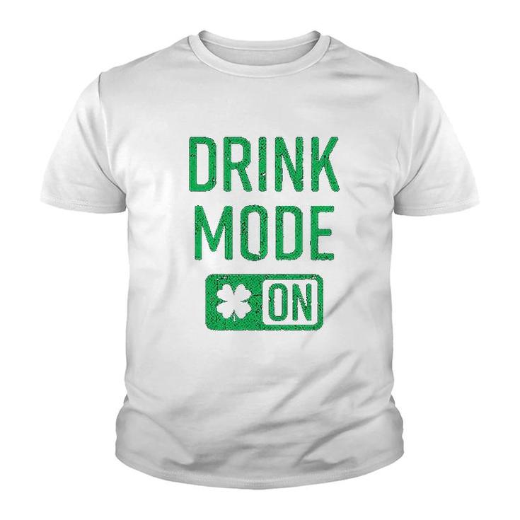 Drink Mode On Funny Cool Saint Patricks Day Patty Youth T-shirt
