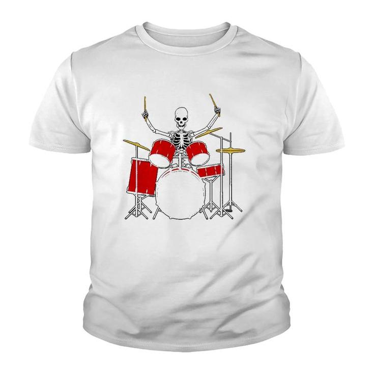 Drummer Skeletton Drummer Musician Drumsticks Youth T-shirt