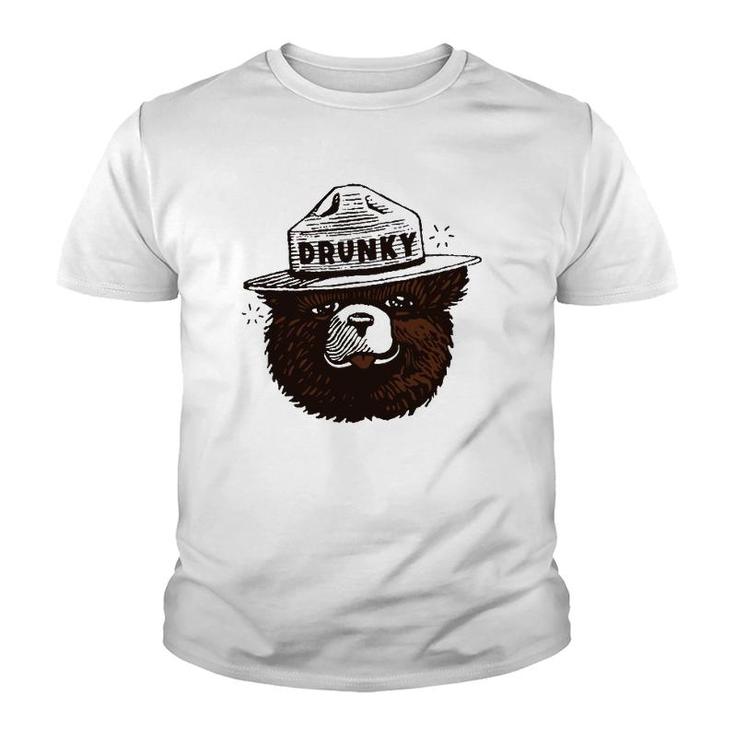 Drunky The Bear Drunking Gift Youth T-shirt