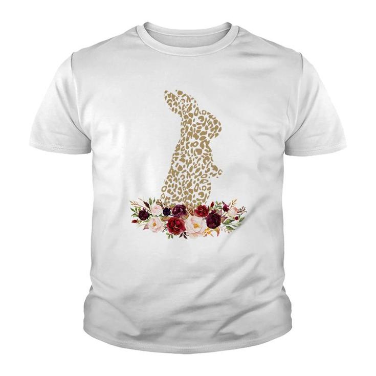 Easter Leopard Floral Bunny Funny Youth T-shirt