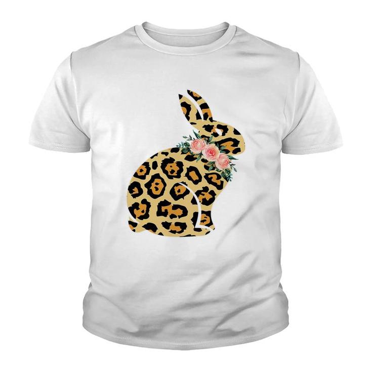 Easter Leopard Floral Bunny Youth T-shirt