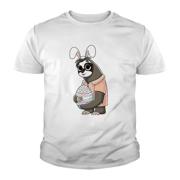 Easter Sloth  Easter Bunny Ears Rabbit Sloth Easter Egg Youth T-shirt