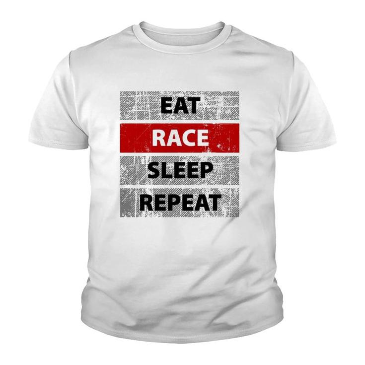 Eat Race Sleep Repeat Vintage Retro Distressed Racing  Youth T-shirt