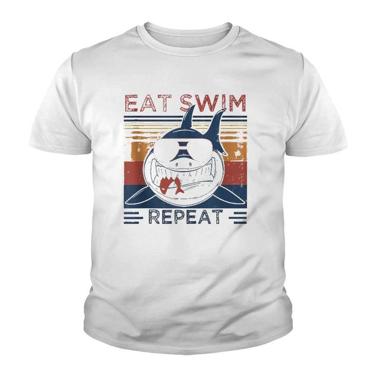 Eat Swim Repeat Shark Lovers Retro Vintage For The Week  Youth T-shirt