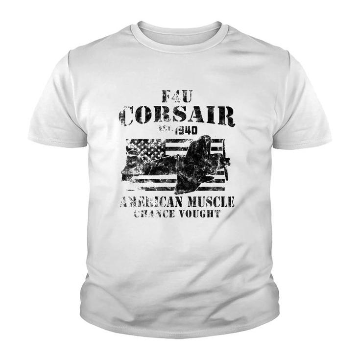 F4u Corsair Wwii Fighter American Muscle Vintage Youth T-shirt