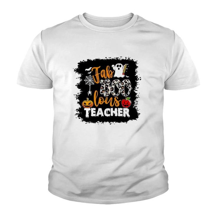 Fab Boo Lous Teacher Scary Pumpkin Apple Bats Spider Youth T-shirt
