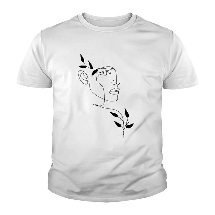 Face Abstract Minimalist Line Art Drawing Tee Aesthetic Top Youth T-shirt
