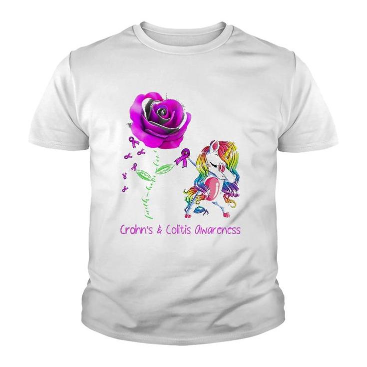 Faith Hope Love Unicorn Crohn's & Colitis Awareness Youth T-shirt