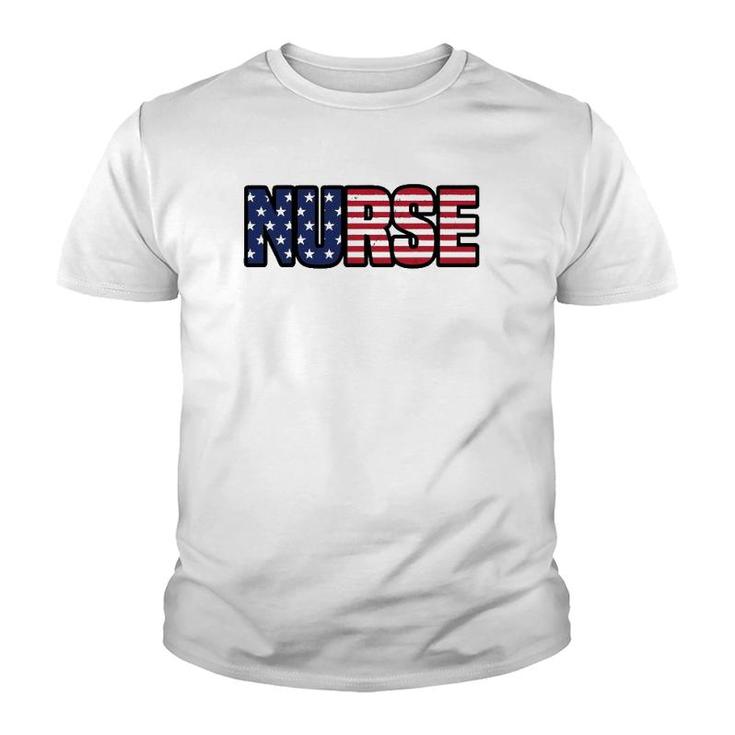 Family 365 Nurse Distress American Flag - Unisex Youth T-shirt