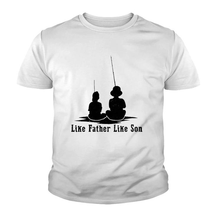 Father Like Son Fishing Matching Dad Daddy Papa Pops Youth T-shirt