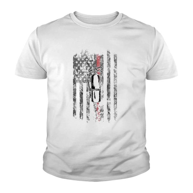 Fire Extinguisher American Flag Thin Red Line Firefighter Youth T-shirt