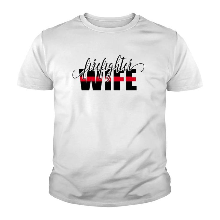Firefighter Wife Thin Red Line Youth T-shirt