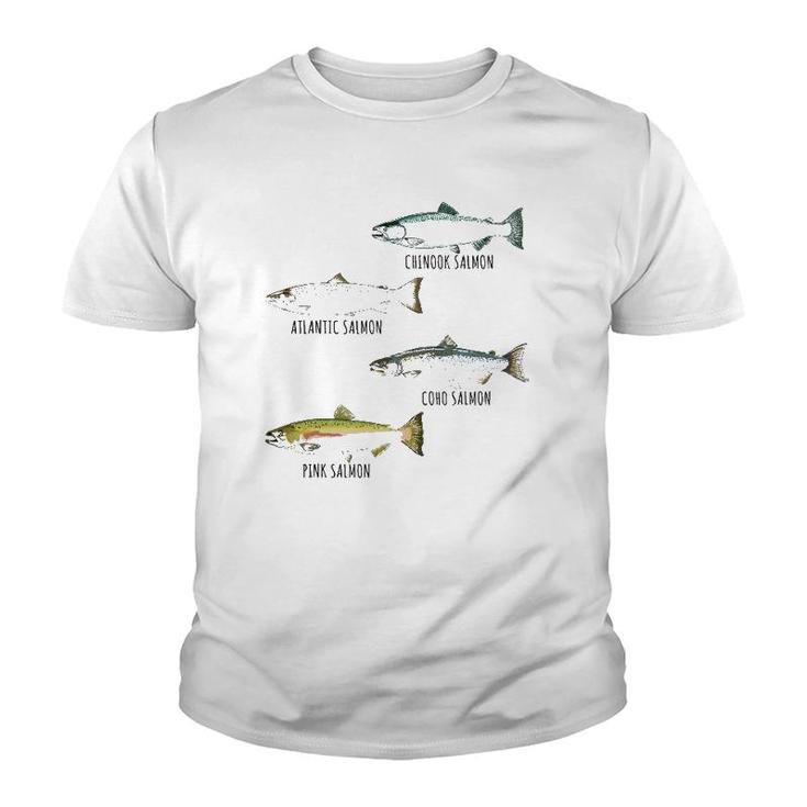 Fish Species Biology Different Types Of Salmons Fishing Youth T-shirt