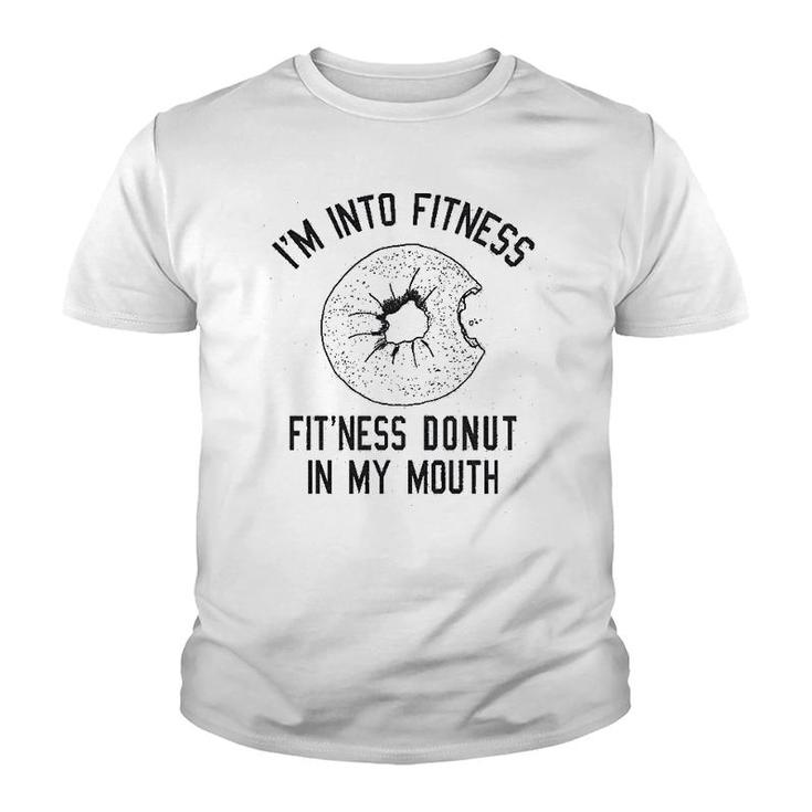 Fitness Donut In My Mouth Funny Foodie Youth T-shirt