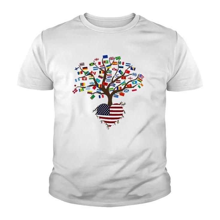 Flags Of The Countries Of The World And American Flag Youth T-shirt