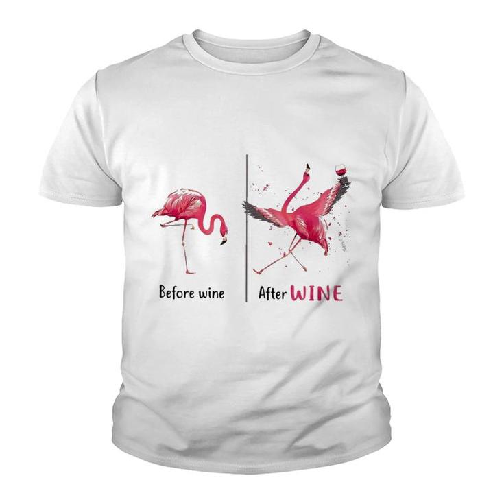 Flamingo Before And After Wine Youth T-shirt