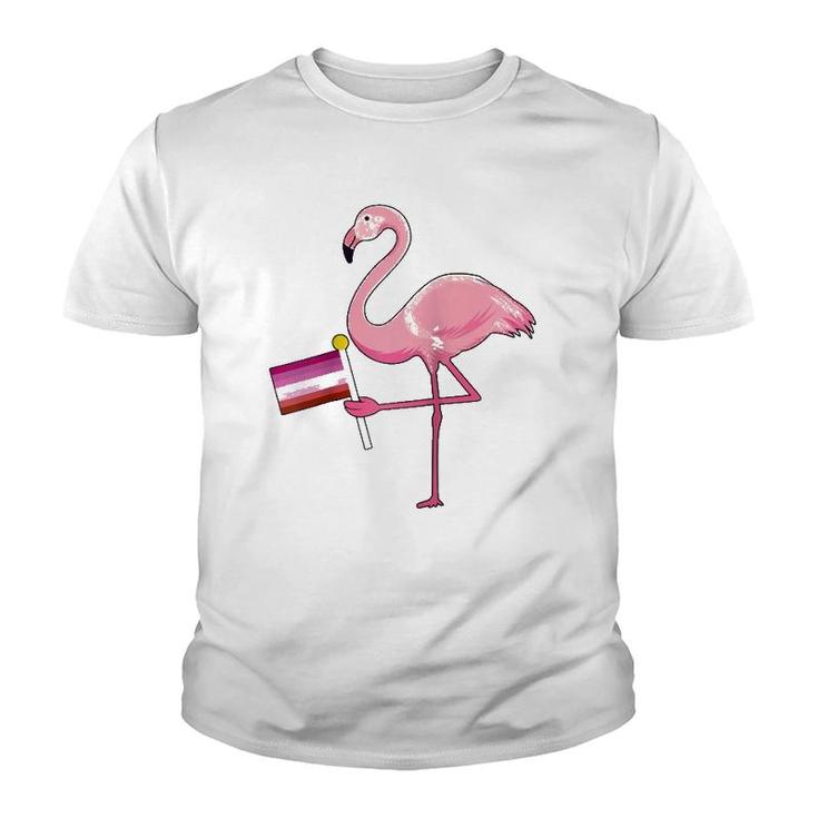 Flamingo Lesbian Flag Cute Lgbt Rainbow Gay Pride Gift Raglan Baseball Tee Youth T-shirt