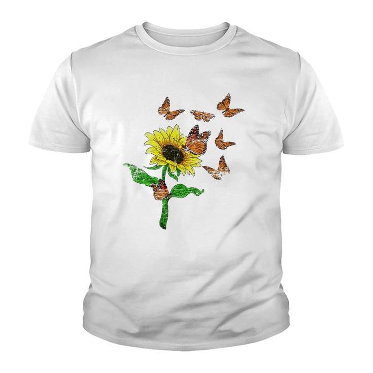 Flower Butterflies Nature Butterfly Sunflower Youth T-shirt