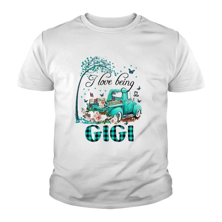 Flower Truck I Love Being Gigi Butterfly Art Mother's Day Youth T-shirt