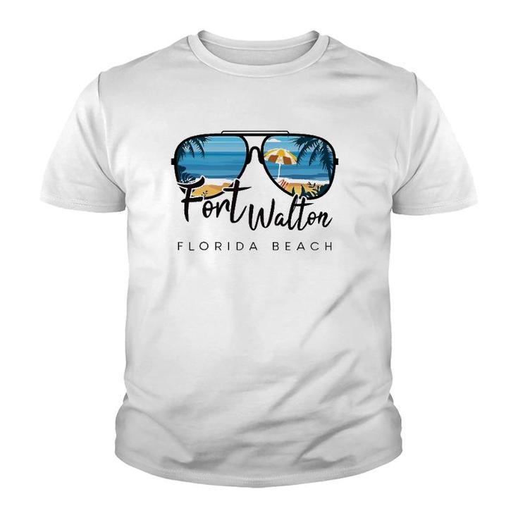 Fort Walton Beach Florida Palm Tree Sunglasses Souvenir Youth T-shirt