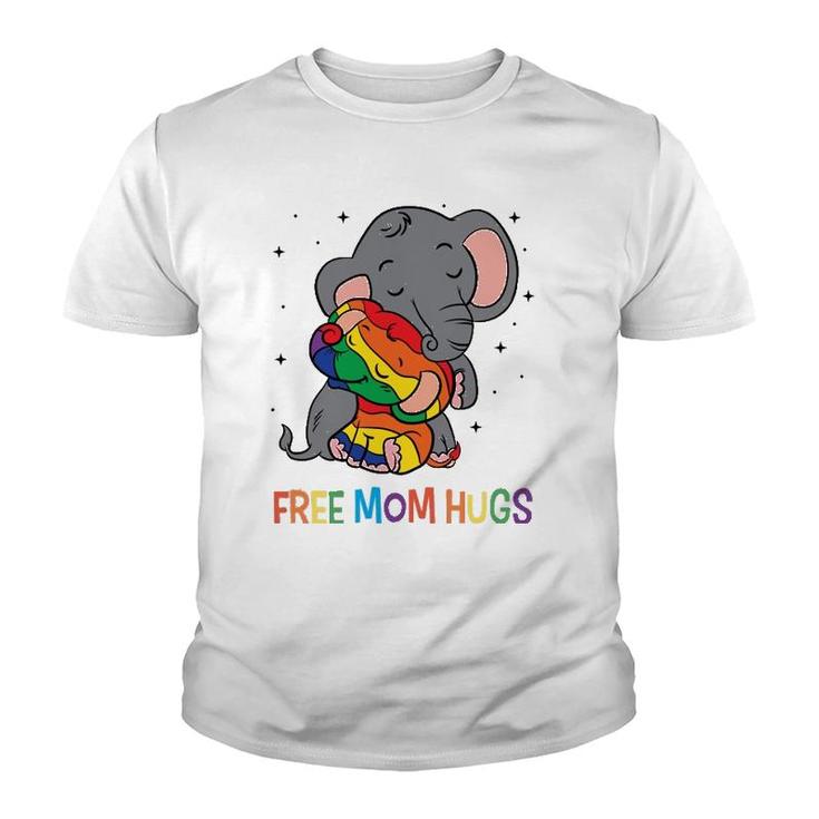 Free Mom Hugs Lgbt Mother Elephant Rainbow Womens Youth T-shirt