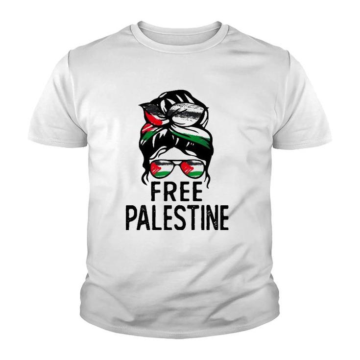 Free Palestine Free Gaza Messy Bun Mother's Day Gift Youth T-shirt