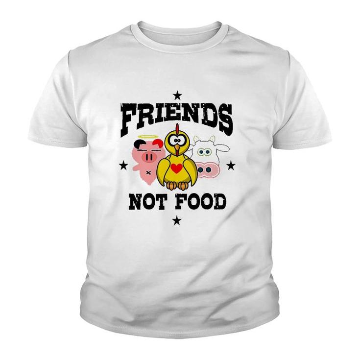 Friends Not Food Animal Lover Vegan Vegetarian Tee Youth T-shirt