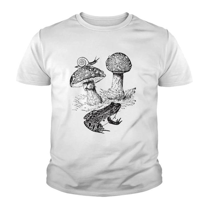 Frog Mushroom And Snail Vintage Botanical Art Youth T-shirt
