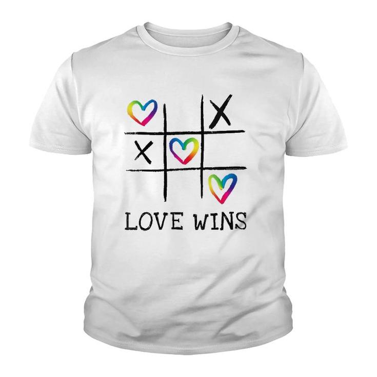 Fun Lgbtq Love Wins In Gay Pride Rainbow Colors - Gay Ally V-Neck Youth T-shirt
