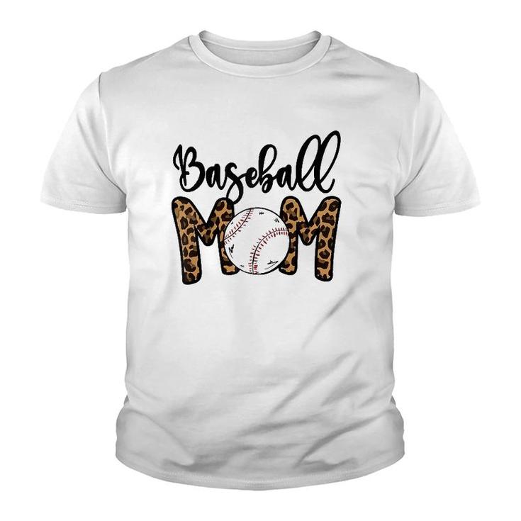 Funny Baseball Mom Leopard Print Softball Mom Mother's Day  Youth T-shirt