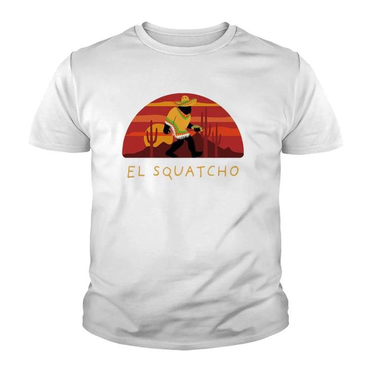 Funny Bigfoot Taco El Squatcho Hide And Seek Desert Sunset Youth T-shirt