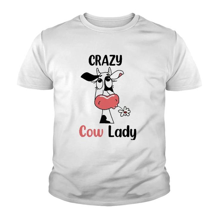 Funny Crazy Cow Lady Gift For Cow Lovers And Farm Lovers Youth T-shirt