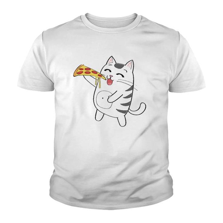 Funny Cute Cat Eating Pizza Cat Pizza Lovers Gift Youth T-shirt