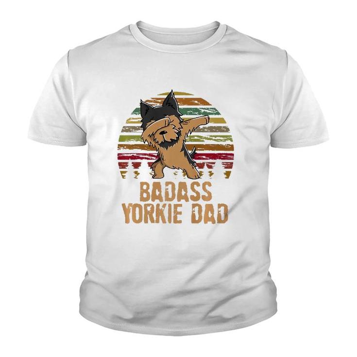 Funny Dabbing Badass Yorkie Dad  Youth T-shirt