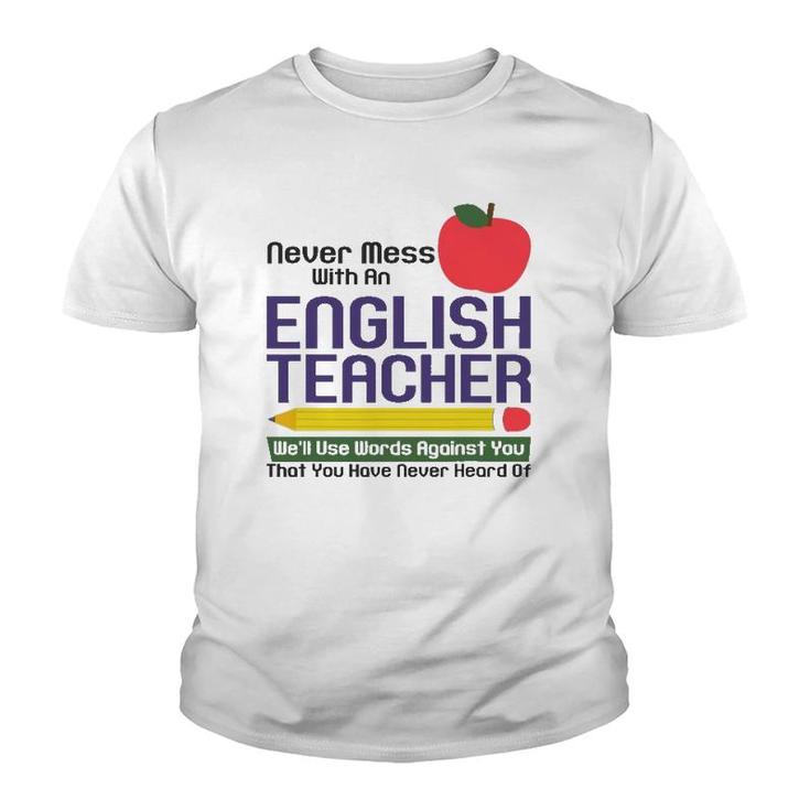 Funny English Teacher Humor Reading Books Vocabulary Grammar Youth T-shirt