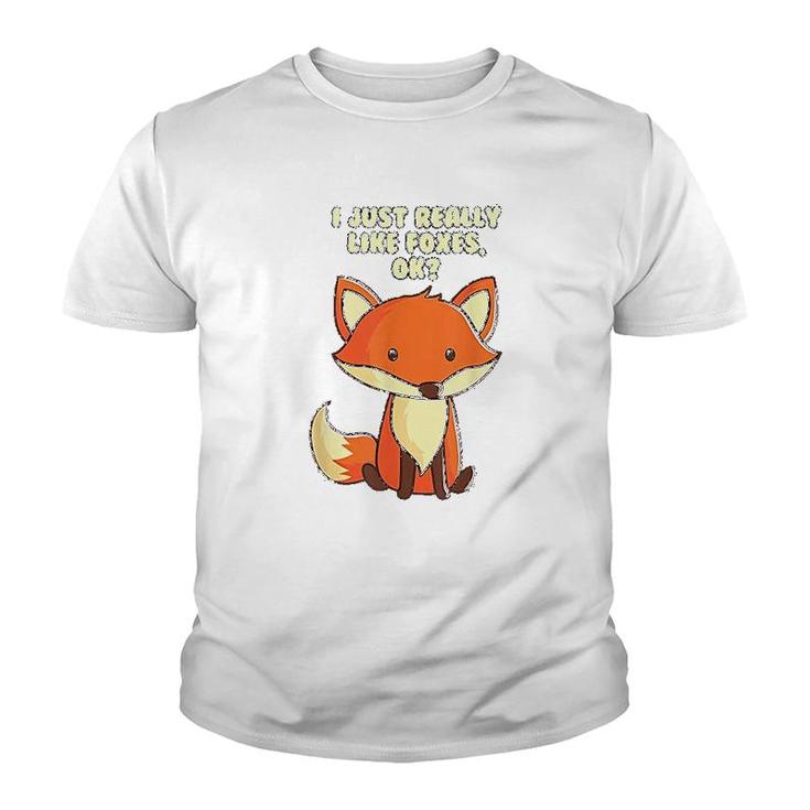 Funny Fox I Just Really Like Foxes Ok Youth T-shirt