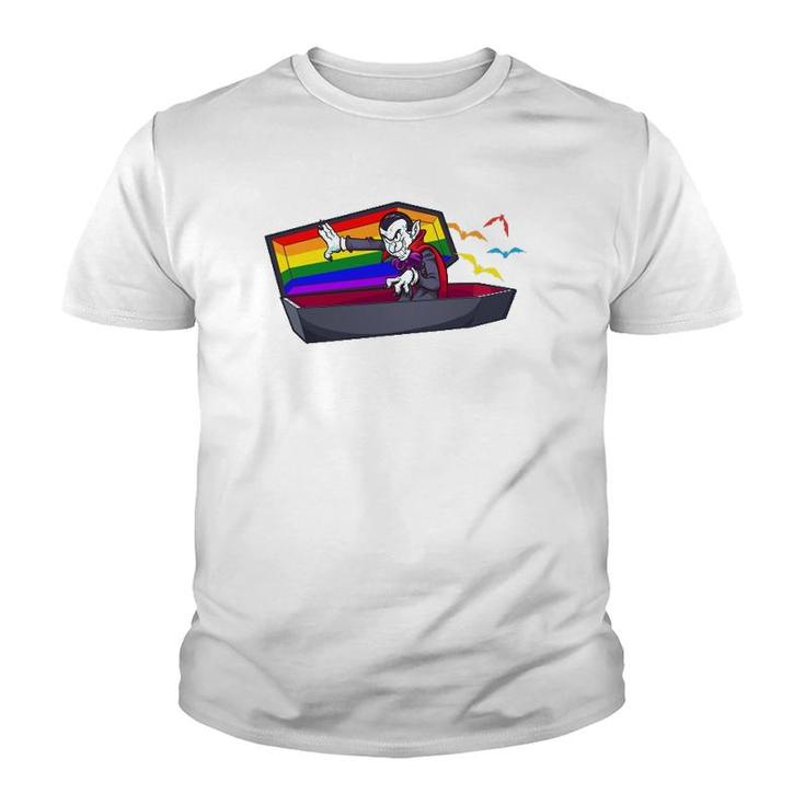 Funny Lgbt Gay Pride Vampire And Bats Halloween Youth T-shirt