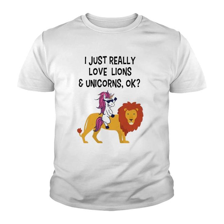 Funny Lion  Unicorn Lion Lover Gift Unicorn Lover Youth T-shirt