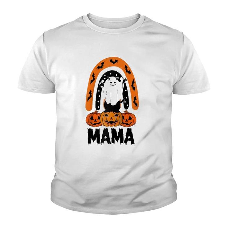Funny Mama Ghost Black Cat Boo Pumpkin Rainbow Halloween Raglan Baseball Tee Youth T-shirt
