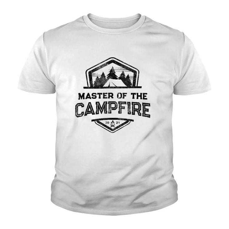 Funny Master Of Campfire Hiking Camping Life Camp Leader  Youth T-shirt