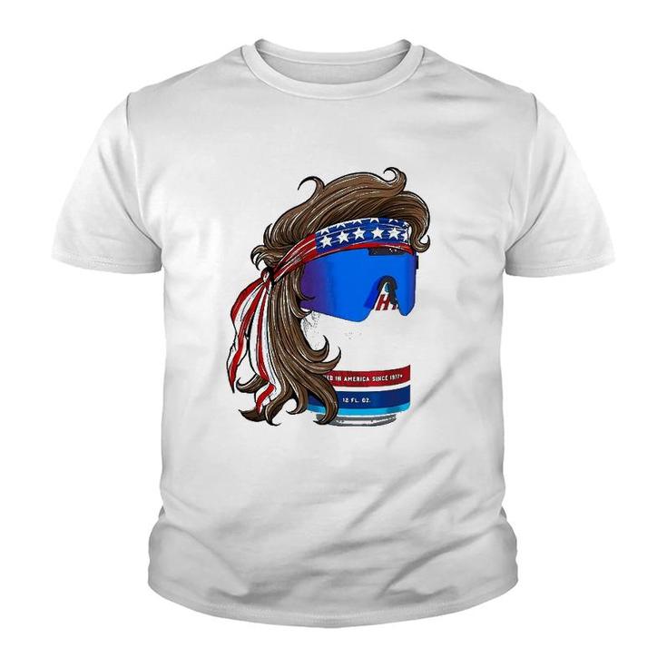 Funny Patriotic Mullet Beer Graphic Tee 4Th Of July Summer Youth T-shirt