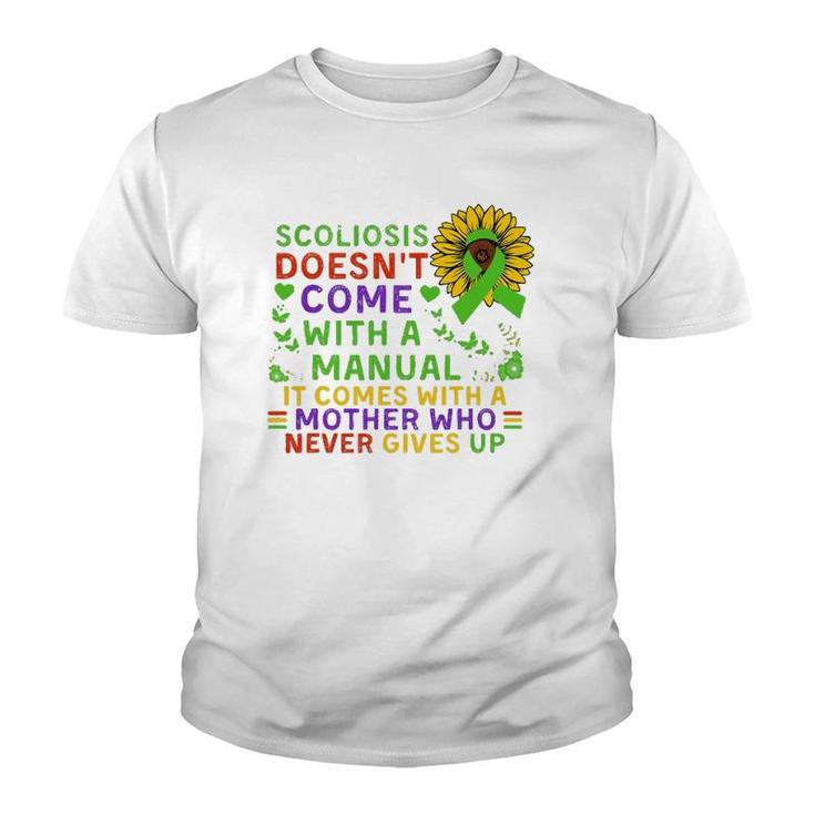 Funny Scoliosis Mother Quote Sunflower With Butterflies Youth T-shirt