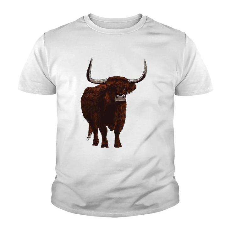 Funny Scottish Highland Cow Design For Men Women Hairy Cow Youth T-shirt